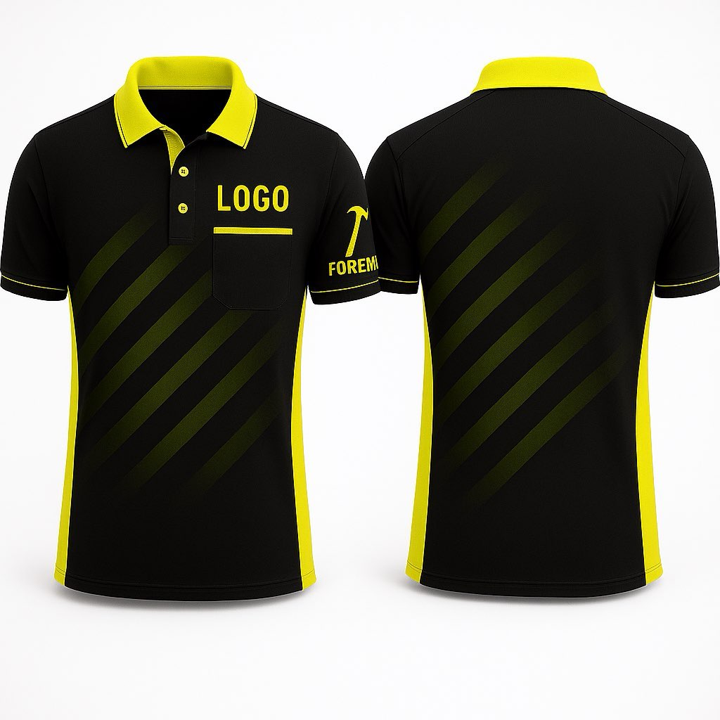 Foreman High-Viz Black Polo – Embroidered Work Shirt