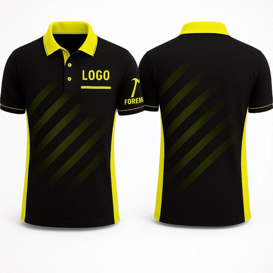 Foreman High-Viz Black Polo – Embroidered Work Shirt